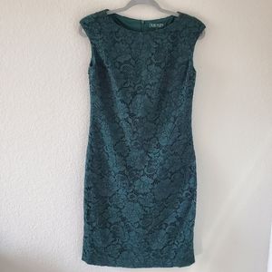 LAUREN Ralph Lauren dark fern crochet lace dress NWT